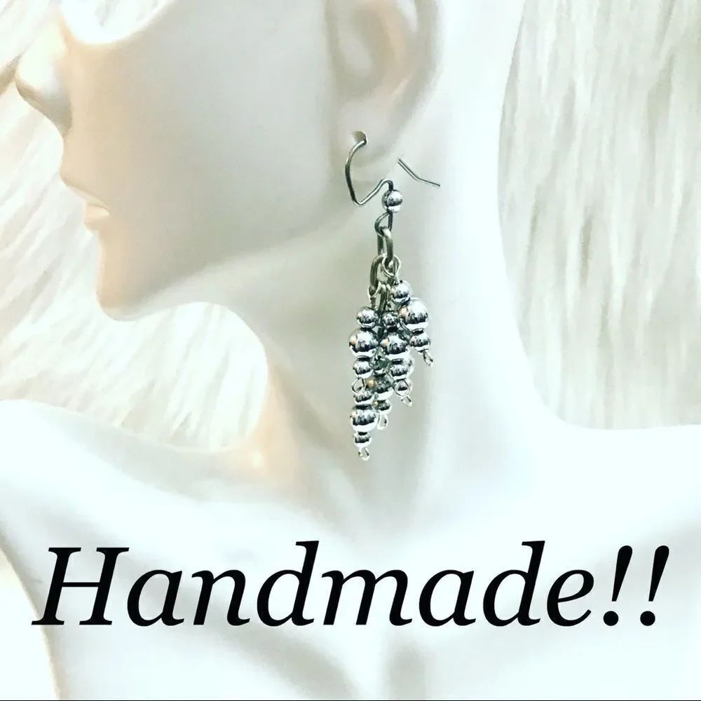 Silver Beaded Earrings